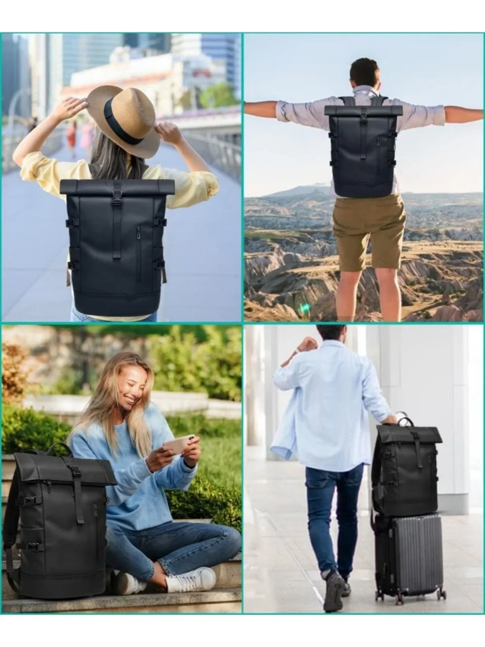 Waterproof Rolltop Backpack 33L for Work, School, Travel & Outdoor